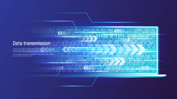 Data transmission and transfer technology concept. Vector illustration